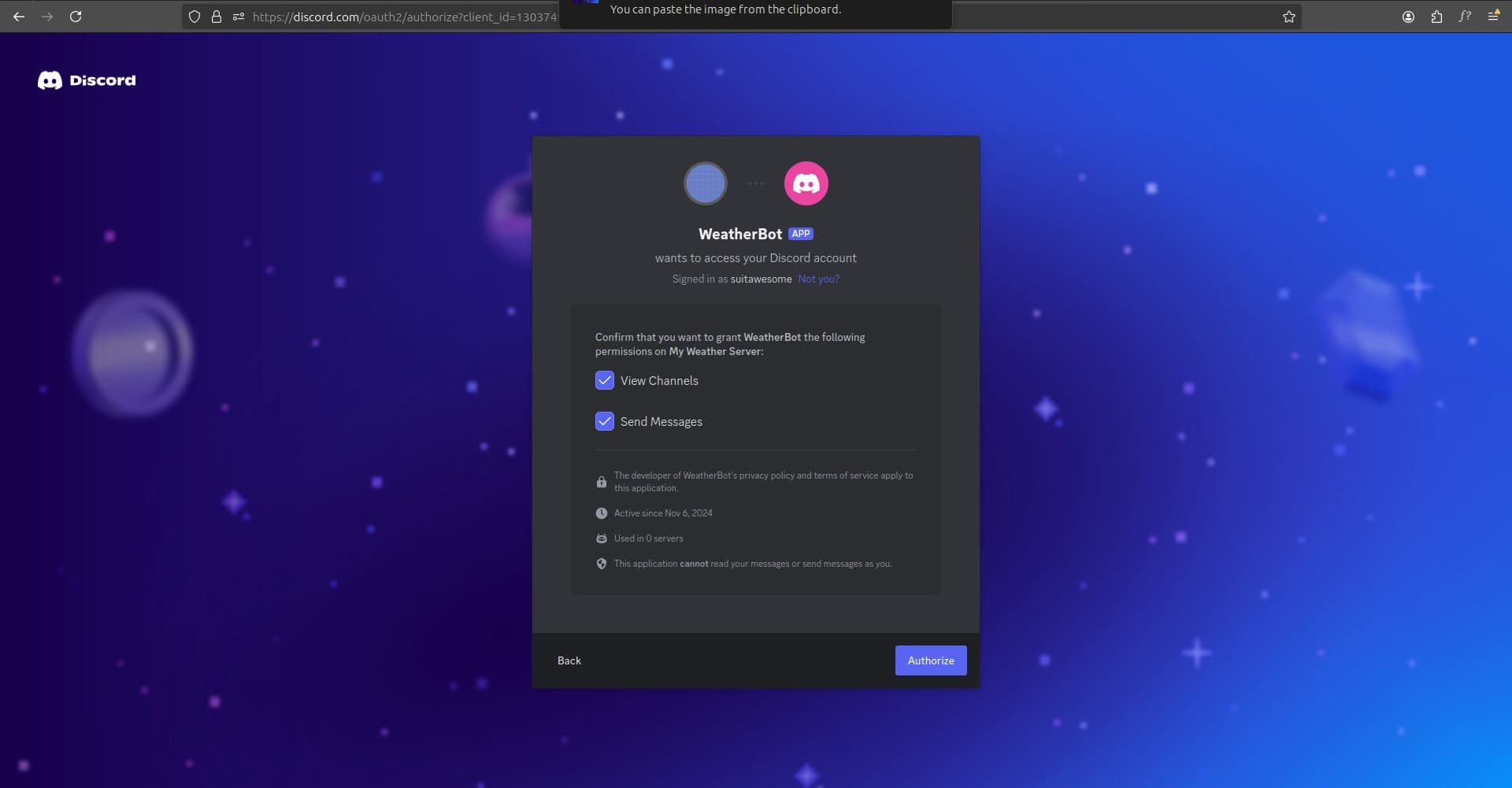 Discord Bot Authorize