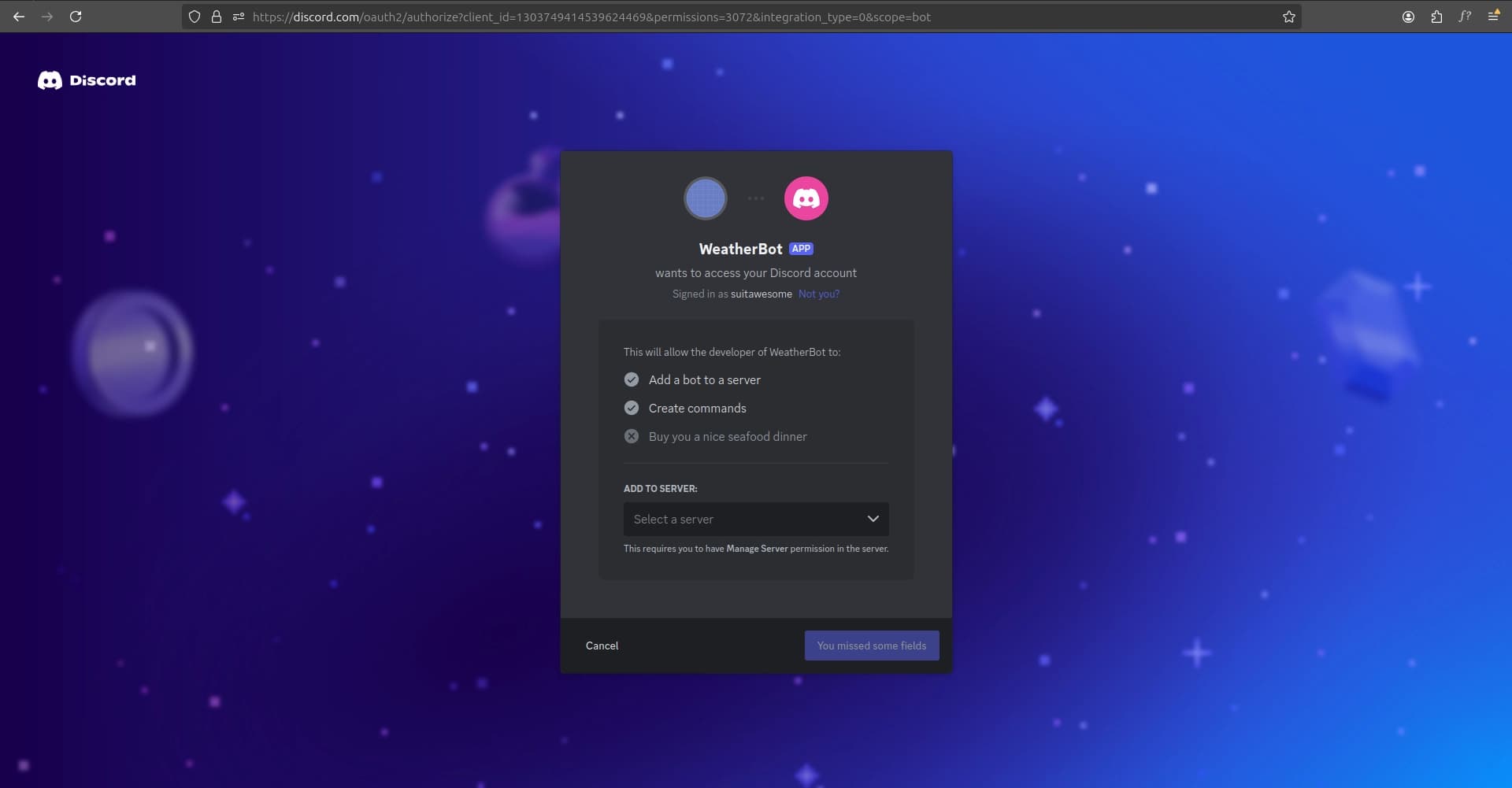 Discord bot invite