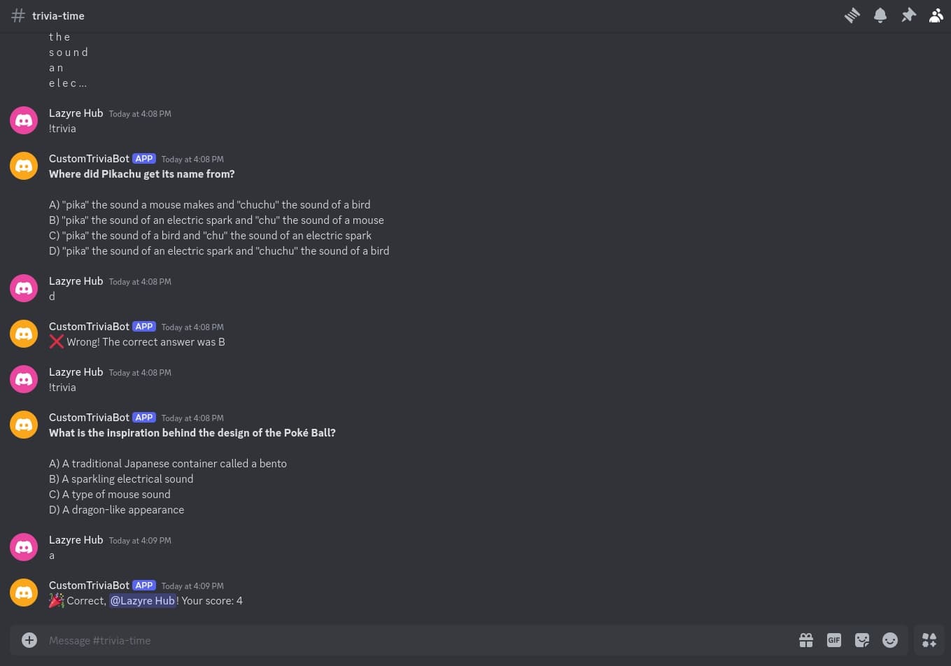 Discord Bot Pokemon Trivia
