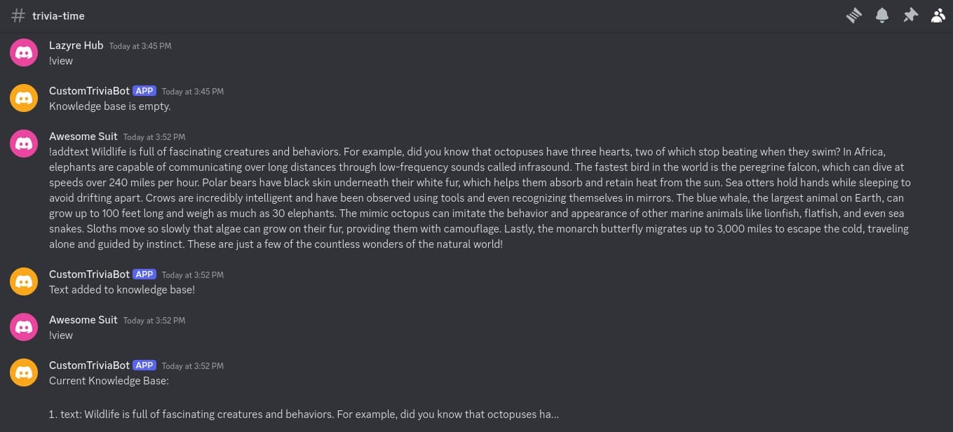 Discord Bot add to knowledge base